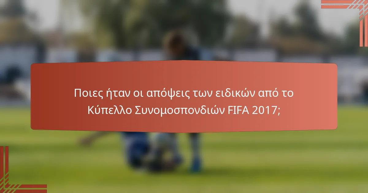 Ποιες ήταν οι απόψεις των ειδικών από το Κύπελλο Συνομοσπονδιών FIFA 2017;
